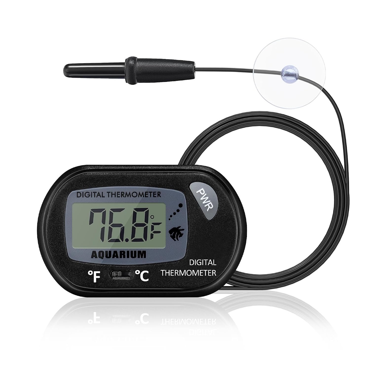 DaToo Aquarium Thermometer with Large LCD Display Fahrenheit/Celsius(℉/℃) Fish Tank Thermometer for Aquarium Reptile Terrarium Digital Water Thermometer with Suction Cup