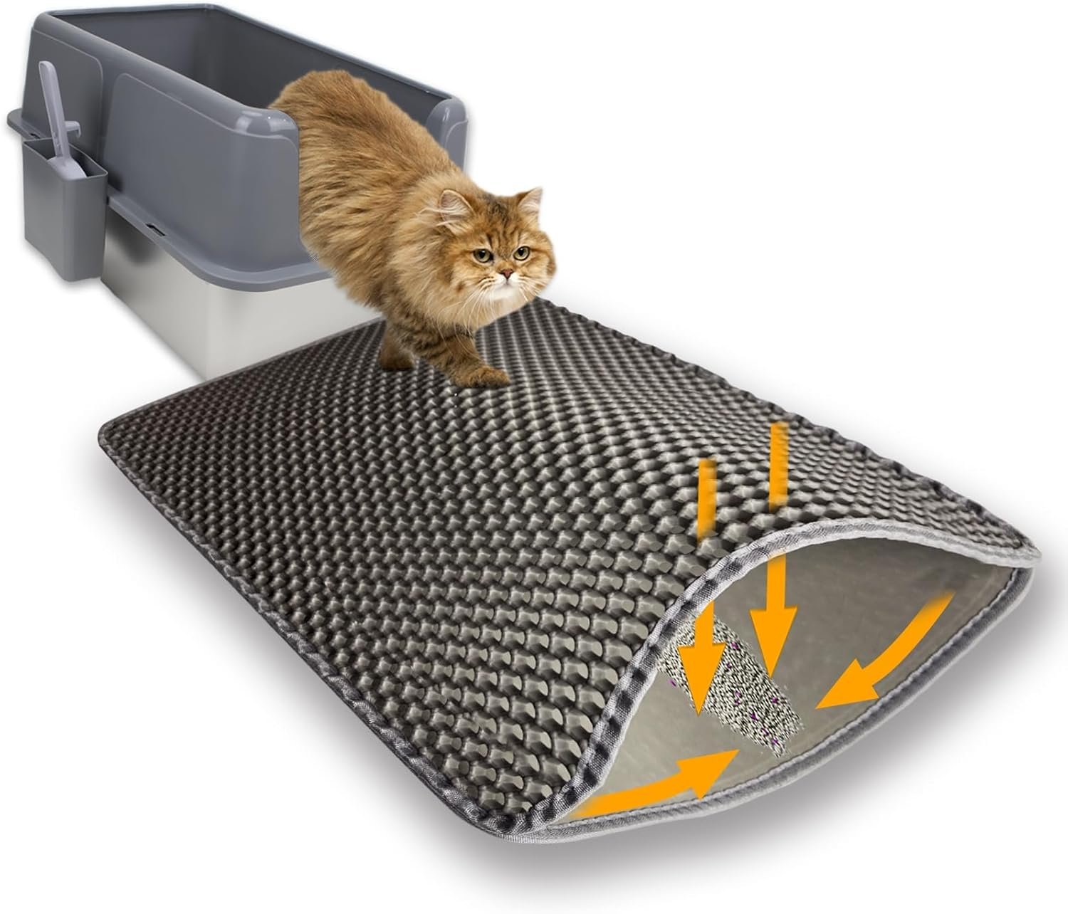 Cat Litter Mat, 30″ x 22″ Extra-Large, Double-Layer Honeycomb Litter Mat