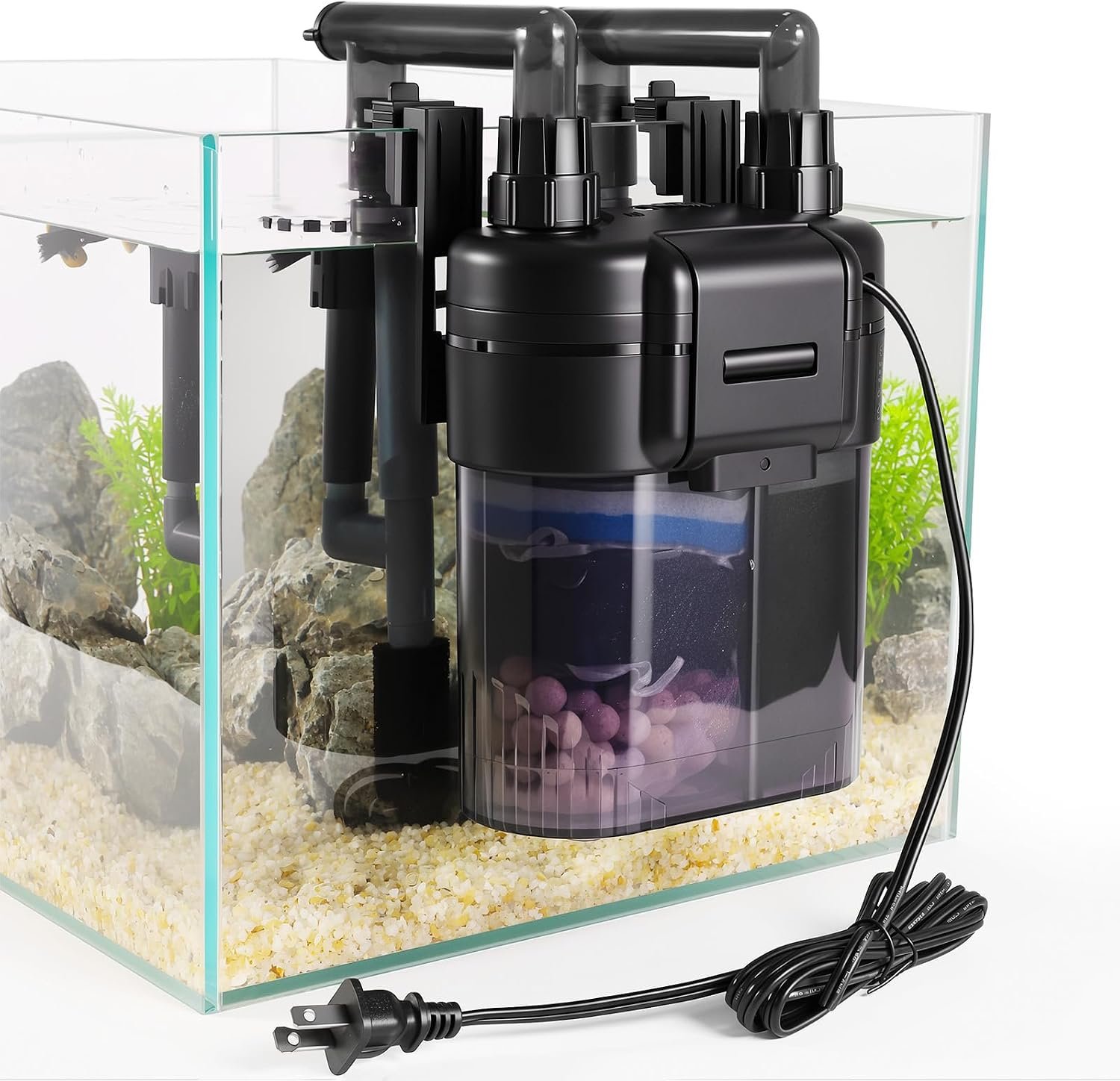 hygger Hang-On-Back Aquarium Canister Filter, with 4-Stage Filtration
