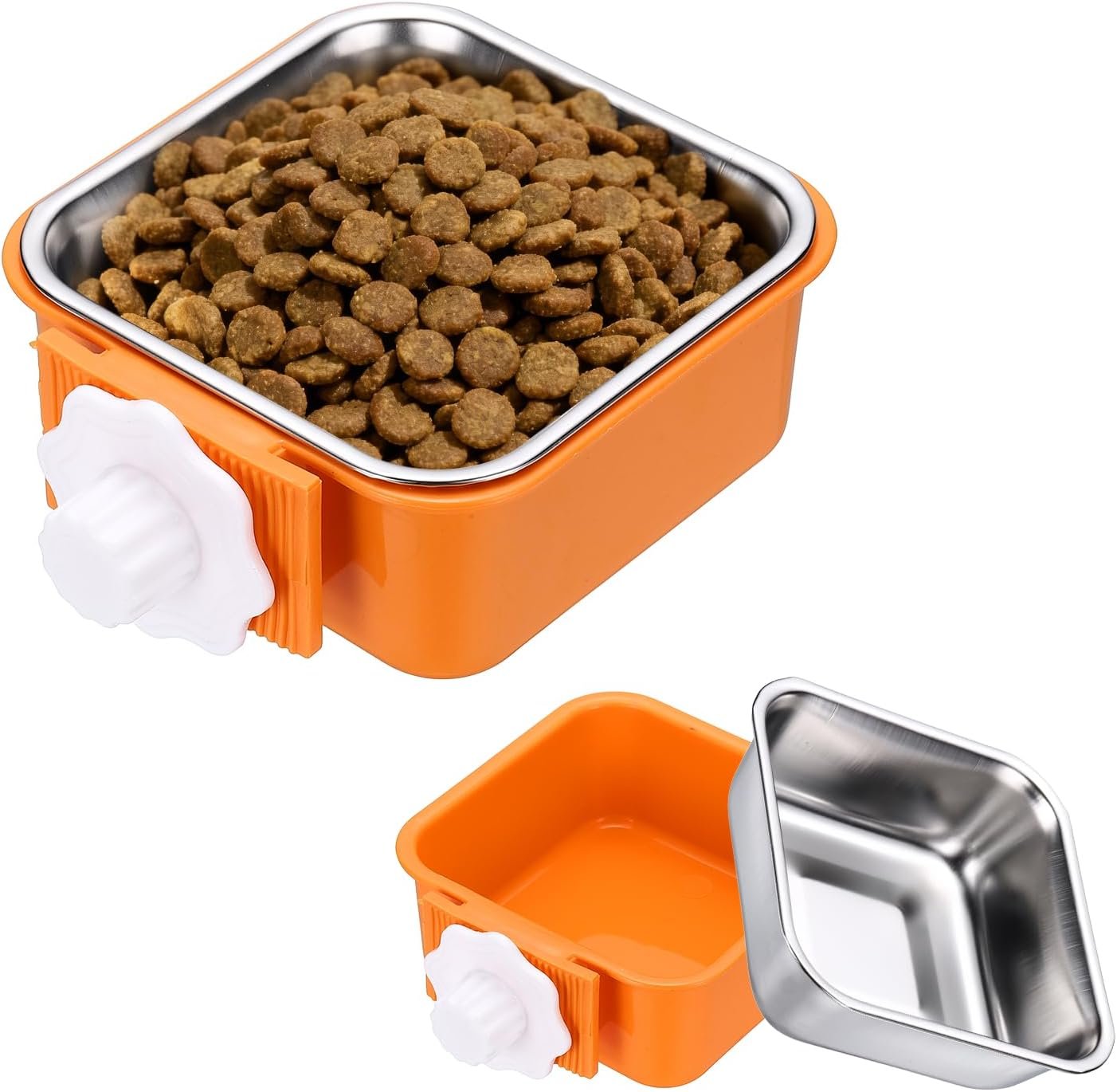 Crate Dog Bowl Pet Cage Hanging Feeder Cage Cup Orange/11.1oz
