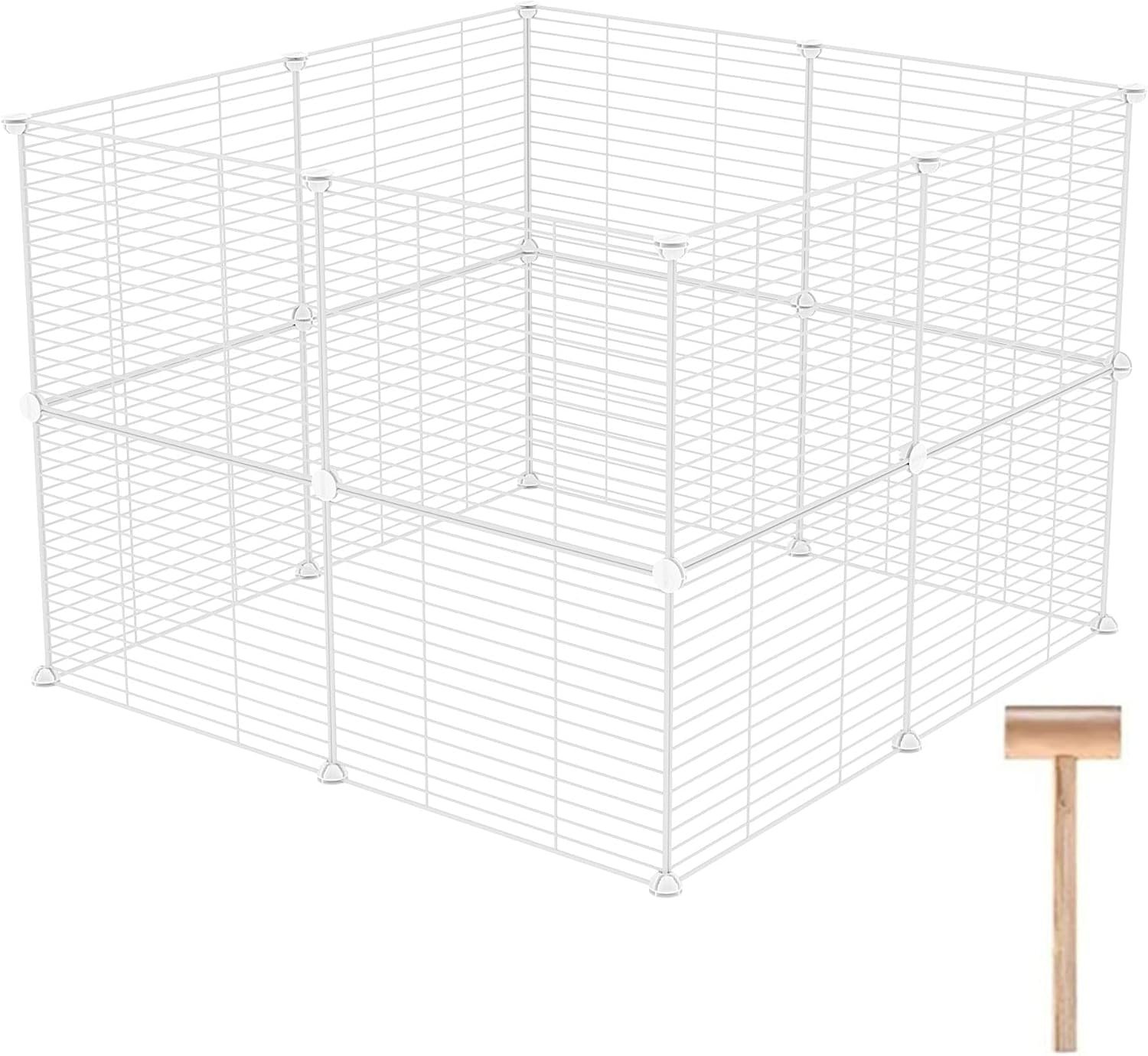 C&AHOME Pet Playpen, Small Animals Supplies, 16 Panels, 12″ × 15″, White