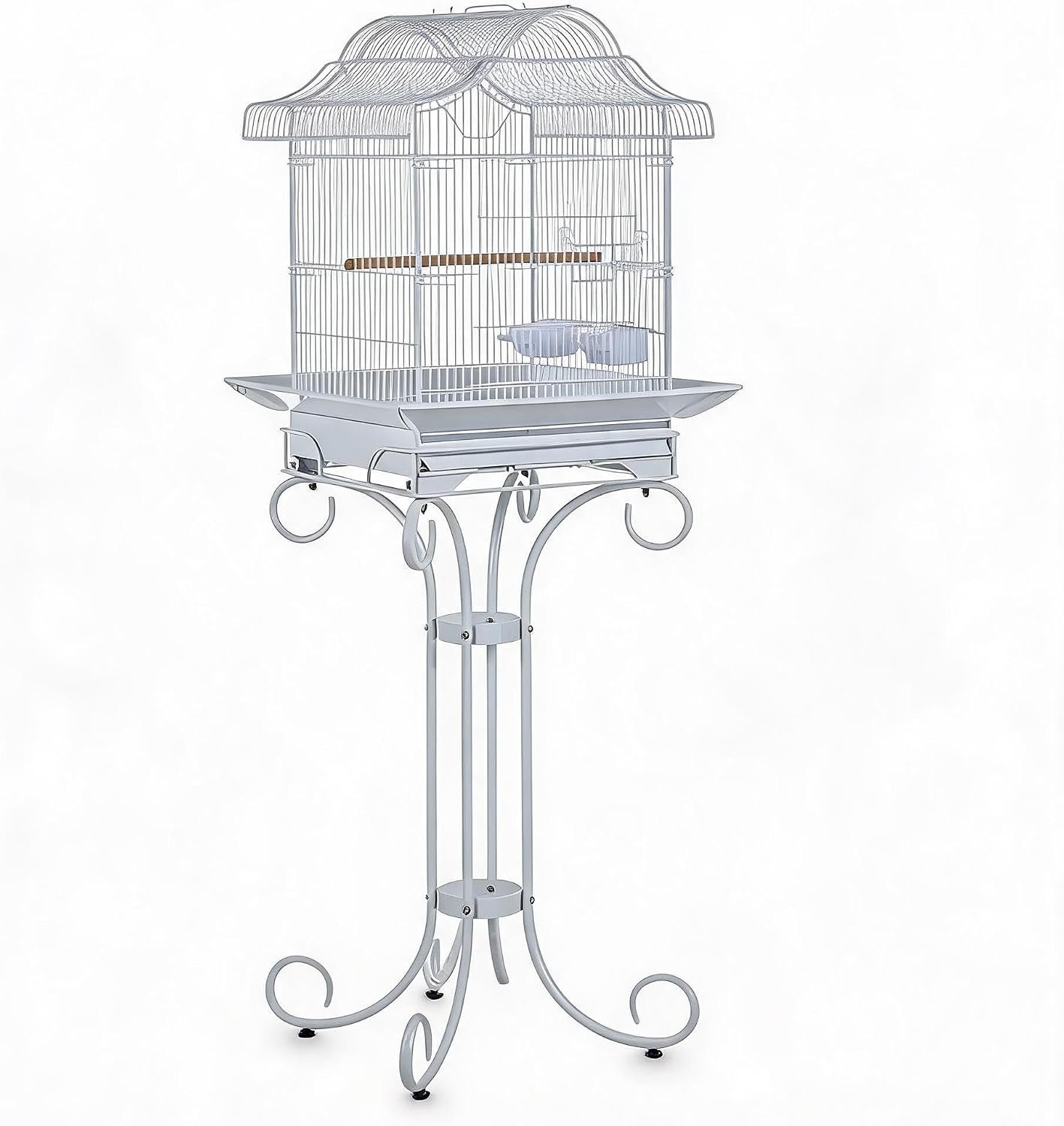 Heavy-Duty 58” Wrought Iron Bird Cage – Rolling Stand, Non-Toxic Finish