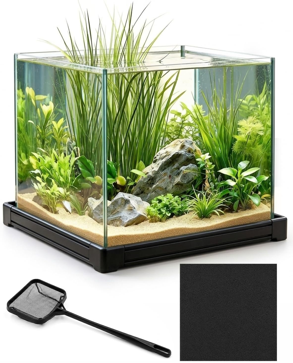 7 Gallon Rimless Cube Fish Tank, Ultra-Clear Glass Aquarium