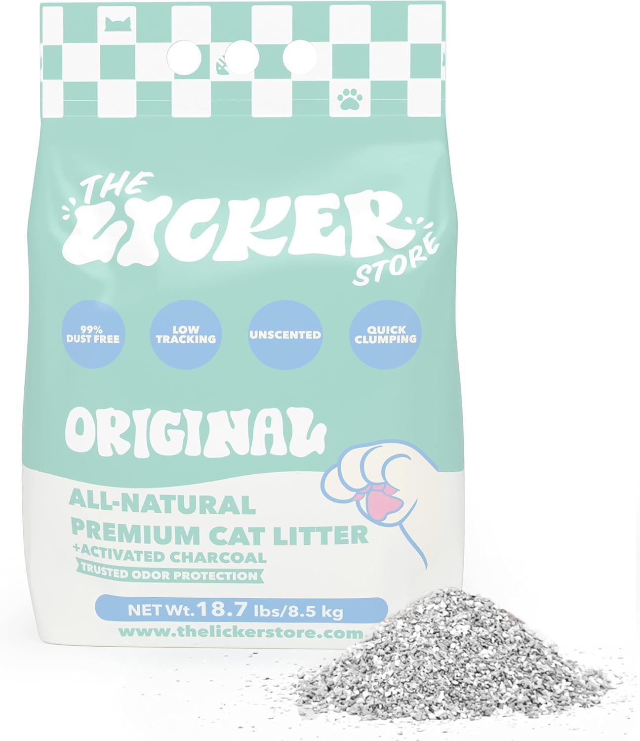 CLR2000A Unscented Premium Clumping Bentonite Clay Cat Litter w/Activated Charcoal, Natural Odor Control, 99% Dust-Free, 18.7 LBS