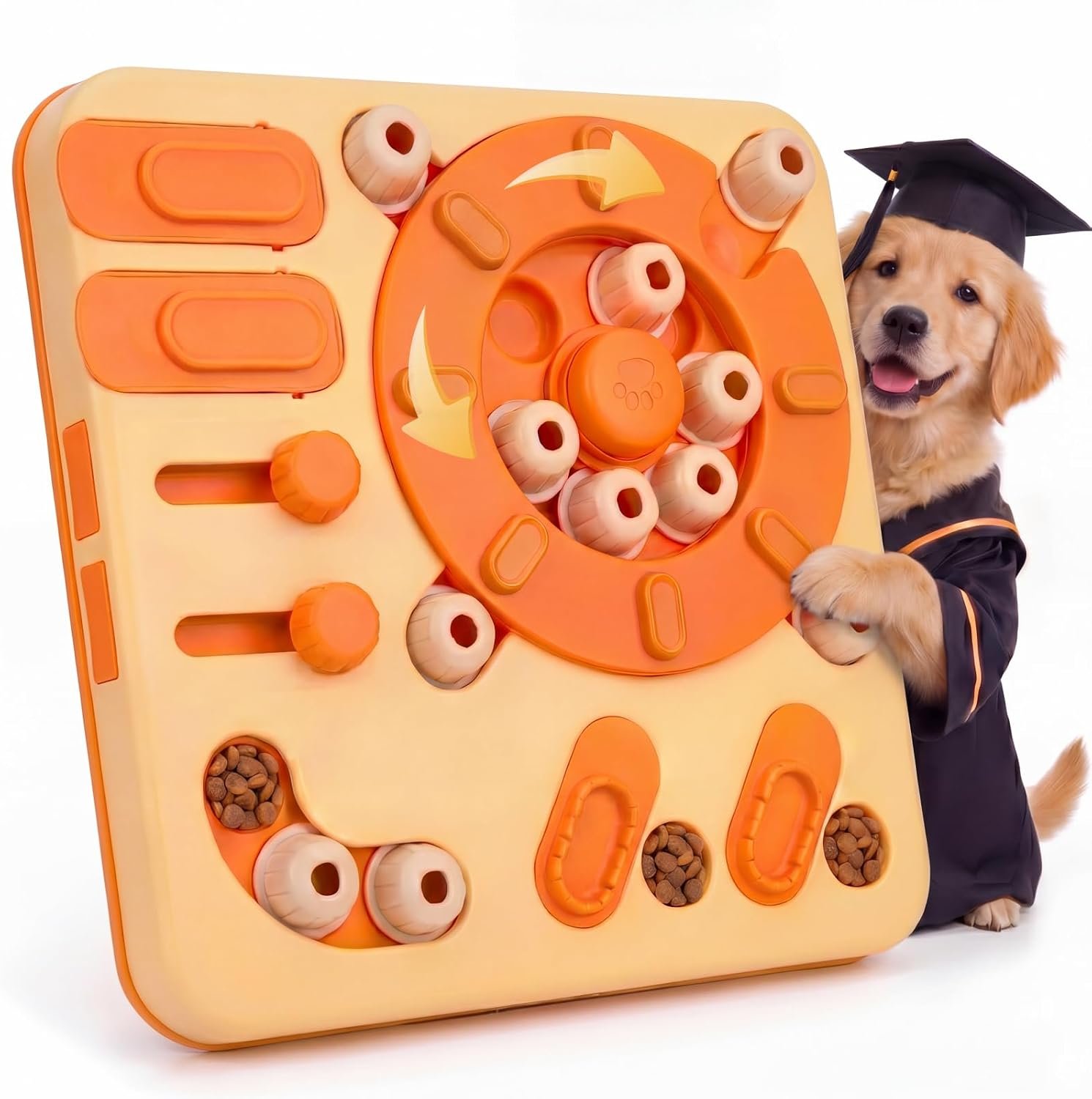 Dog Puzzle Toy, 4-Level Interactive Dog Toys with Suction Cups, Brain Stimulating Puzzle Feeder Dog for Large Medium Small Dogs, Slow Feeder