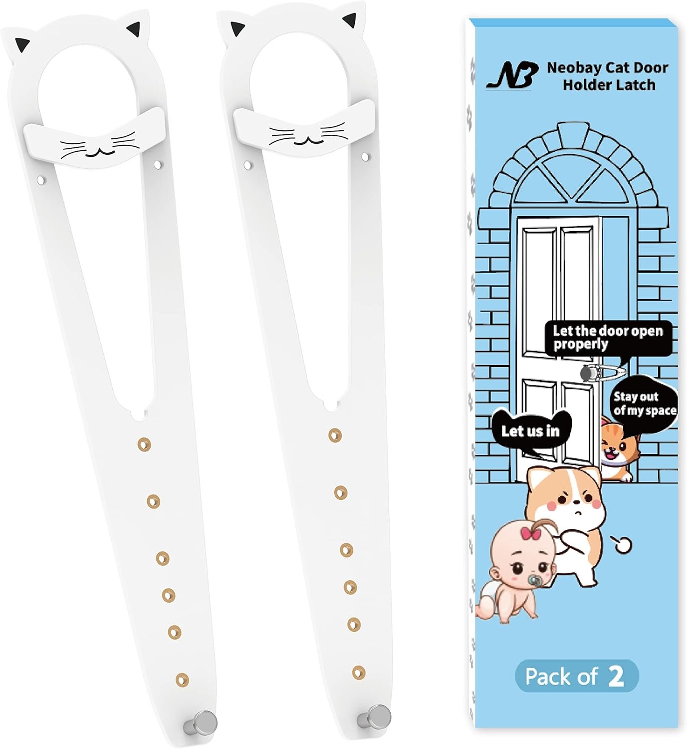 Neobay Cat Door Latch with Stabilizer, Keeps Dogs Out of Litter Box