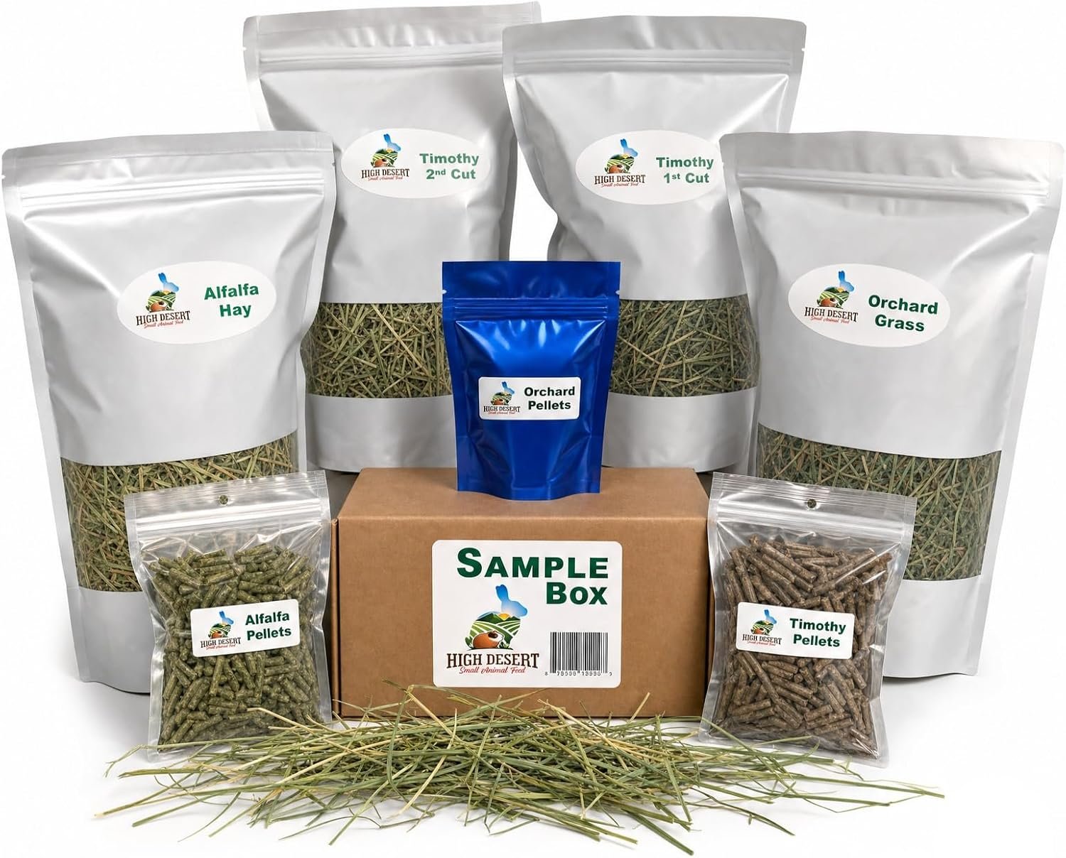 High Desert Hay and Pellet Sampler for Rabbits, Guinea Pigs, Variety Pack