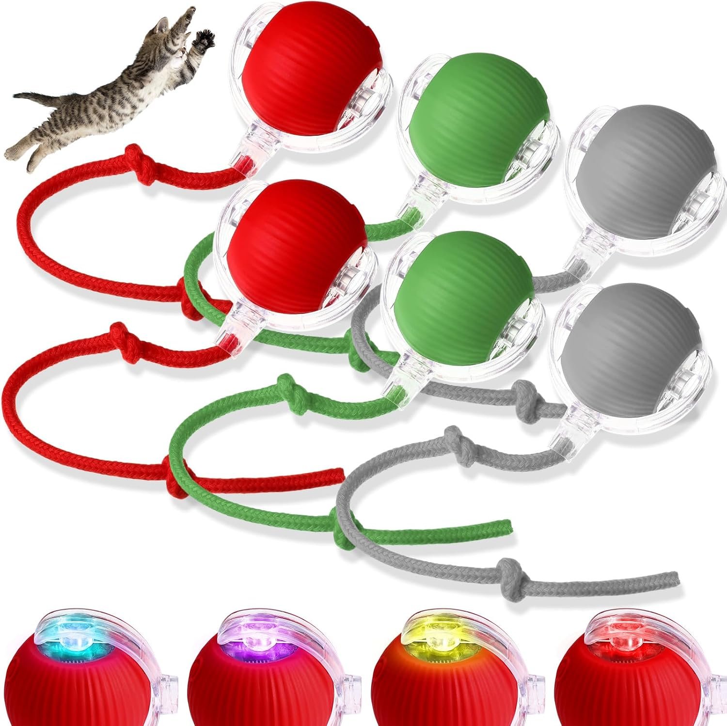 WinnerWhy 6 Pcs Interactive Cat Ball Toy 360° Automatic Cat Toys for Indoor
