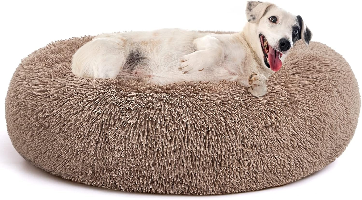 MIXJOY Orthopedic Dog Bed Comfortable Donut Cuddler Round Pet Beds Ultra Soft Washable Dog and Cat Cushion Bed (20”/23”/30”) (30”, Brown)