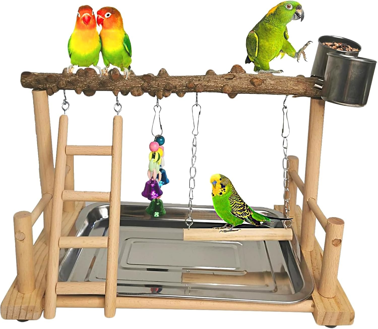 Hamiledyi Parrot Playground Bird Playstand Exercise Wooden Bird Play Perch