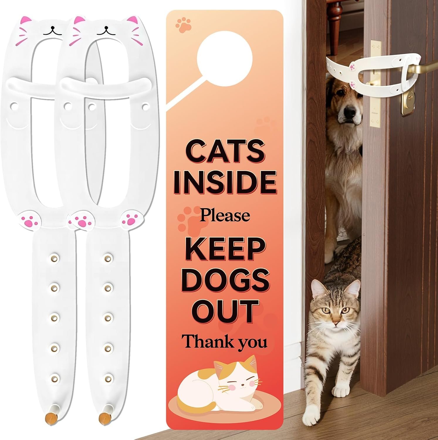 TGIOW Cat Door Latch with Stabilizer, Keep Door Open 2.5-6.5″, 2Pcs, White