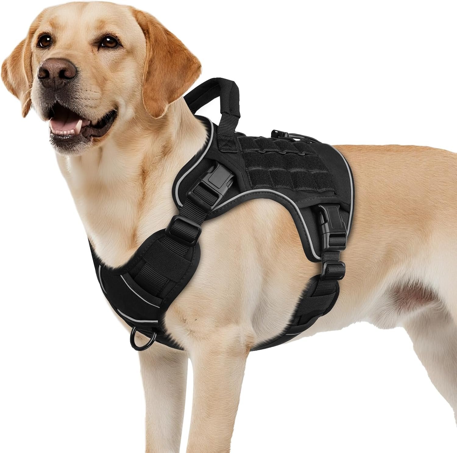 WINGOIN Black Tactical Dog Harness for Large Dogs,No Pull Dog Harness