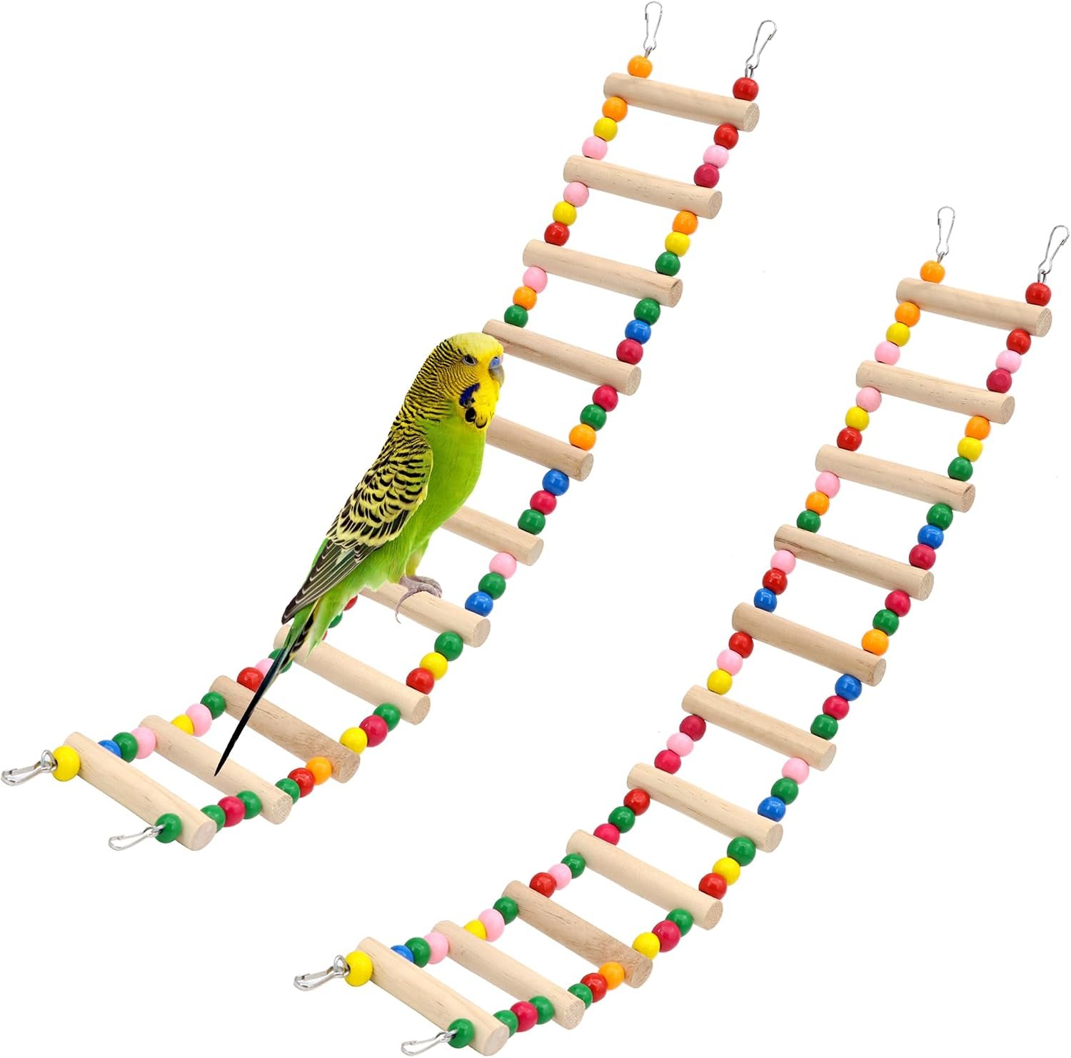 11-Step Bird Ladder Bridge,21.26 x 3.15 inch Raw Wood and Edible Dye