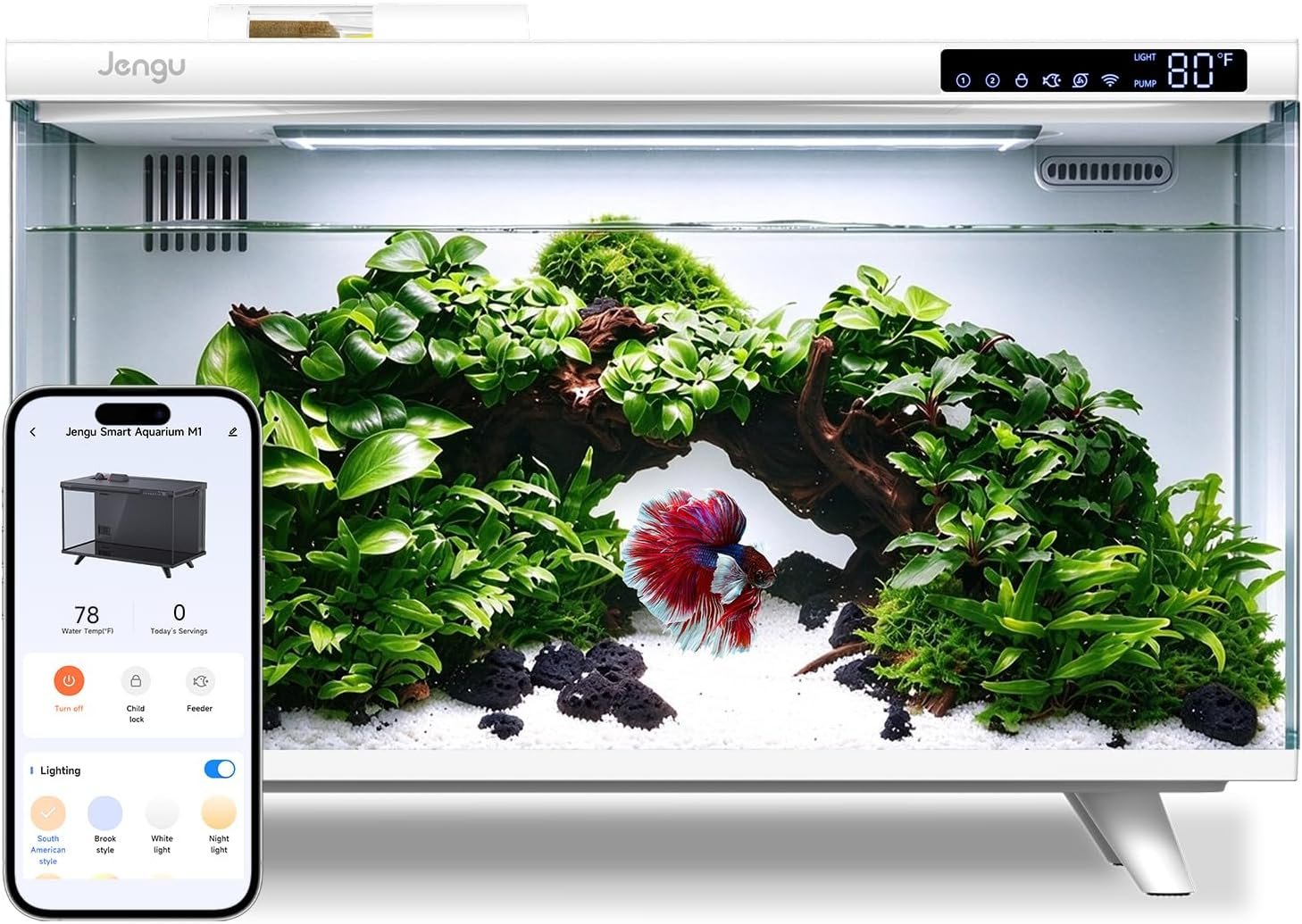 M1 5 Gallon Smart Fish Tank, App-Controlled Betta Aquarium Kit