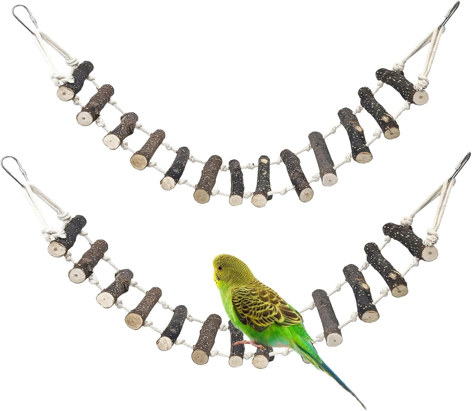 BNOSDM Bird Ladder Wooden 2 PCS Rope Bridge Climbing Chewing Toys 23.6in