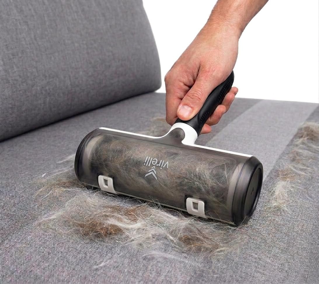 Reusable Pet Hair Remover Pro – Dog & Cat Hair Remover for Furniture, Couch, Carpet & Bedding – Professional Lint Roller for Pet Fur & Upholstery (Black)