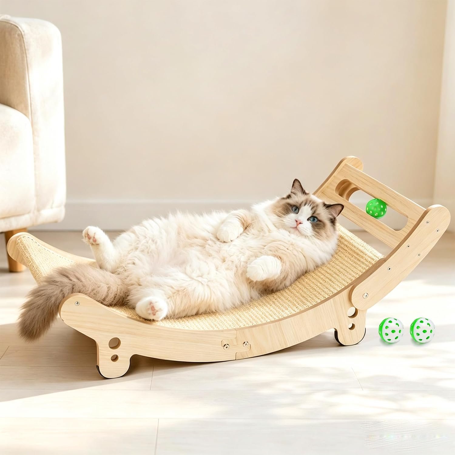Sisal Cat Scratchers for Indoor Cats, Cat Bed,31.5 in-Bell Ball