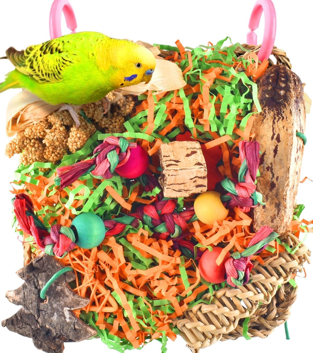 KATUMO Bird Toys, Grass Mat Shredding Hanging Toy for Budgie Parakeet