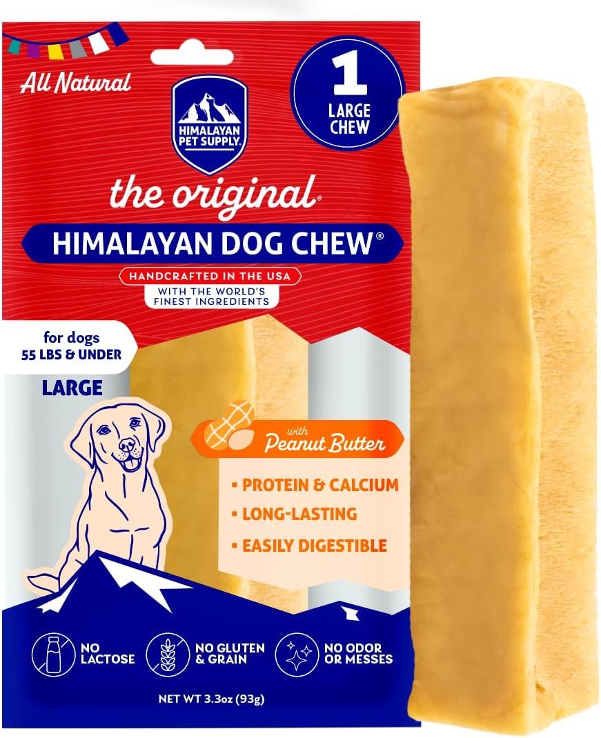Himalayan Dog Chew, Peanut Butter Yak Cheese Dog Chews, 1 Large Yak Chew