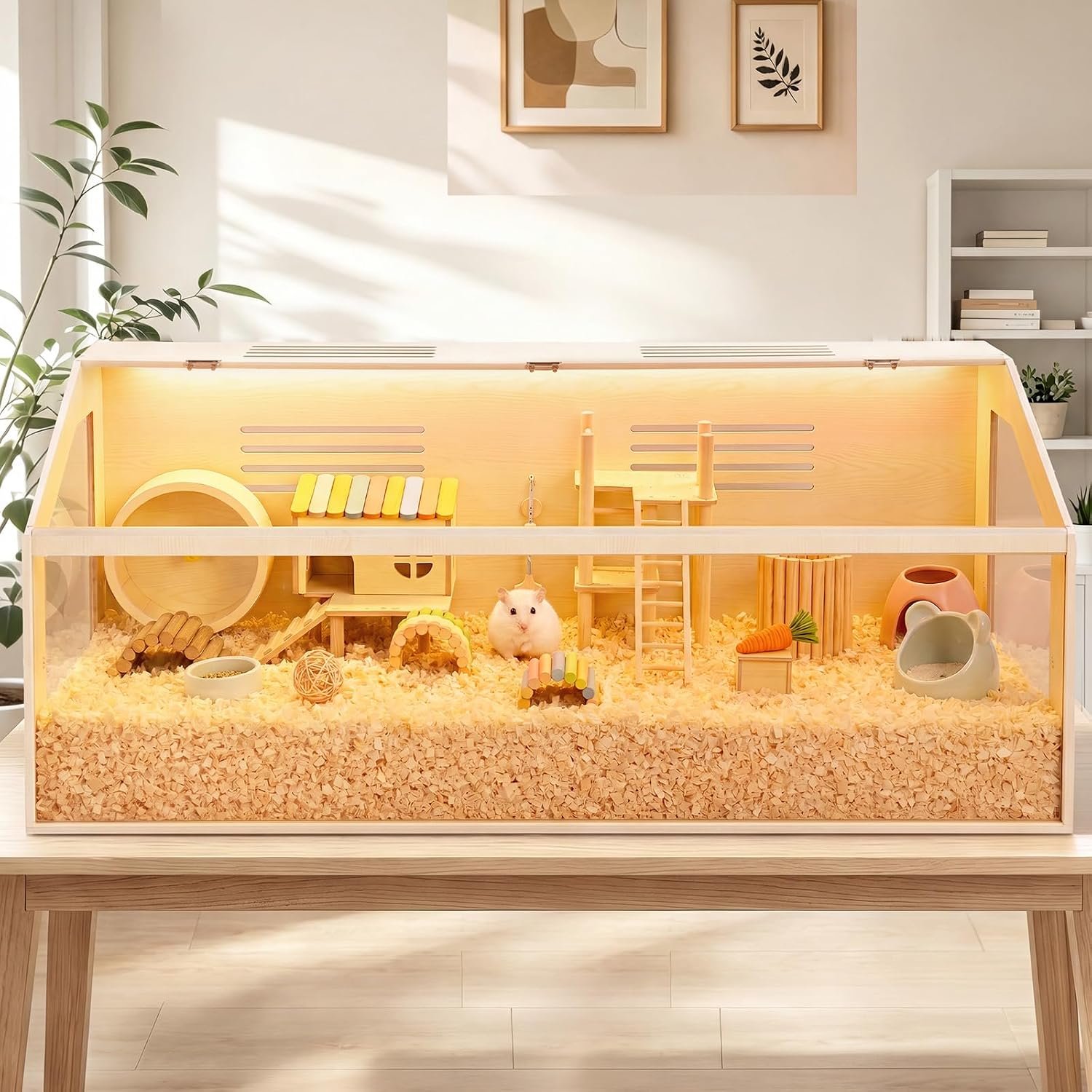Hamster Cage, 48x20x20inch Hamster Tank with Acrylic Viewing Panels
