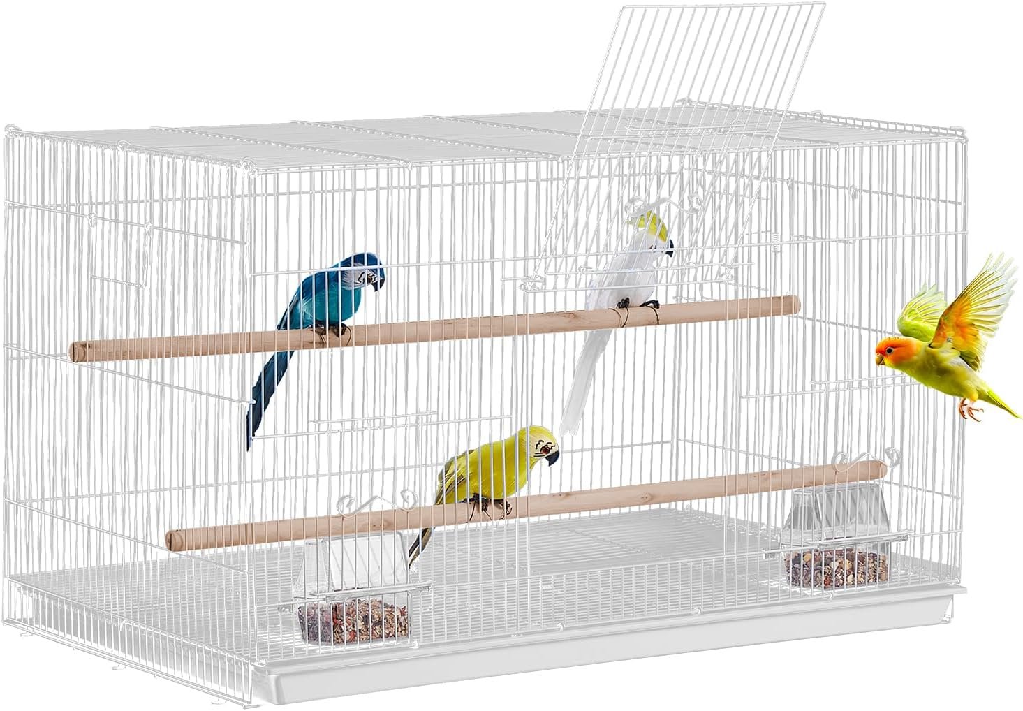 VEVOR 30-inch Flight Bird Cage, Stackable Bird Cage for Small Parrots Canaries Cockatiels Lovebirds Finches Budgies Conures Macaws Pet Travel Birdcage with Handle and Perches