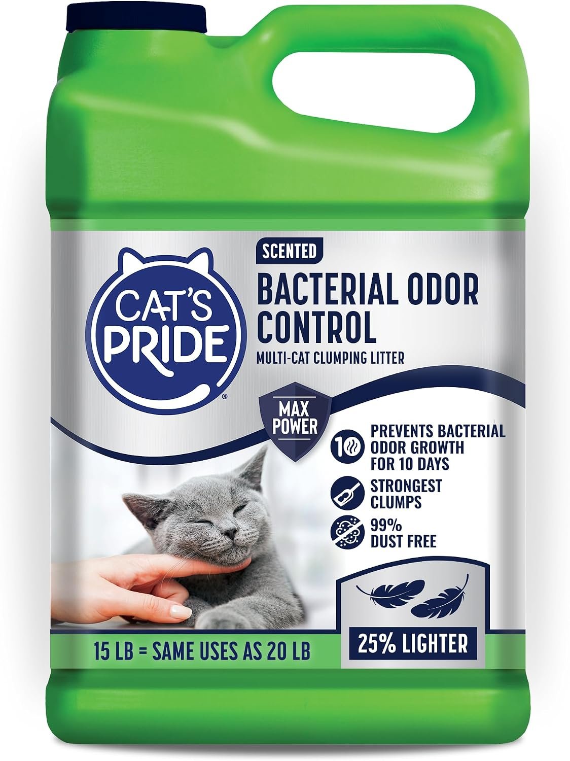 Cat’s Pride Bacterial Odor Control, Max Power, Clumping Litter Scented 15lb