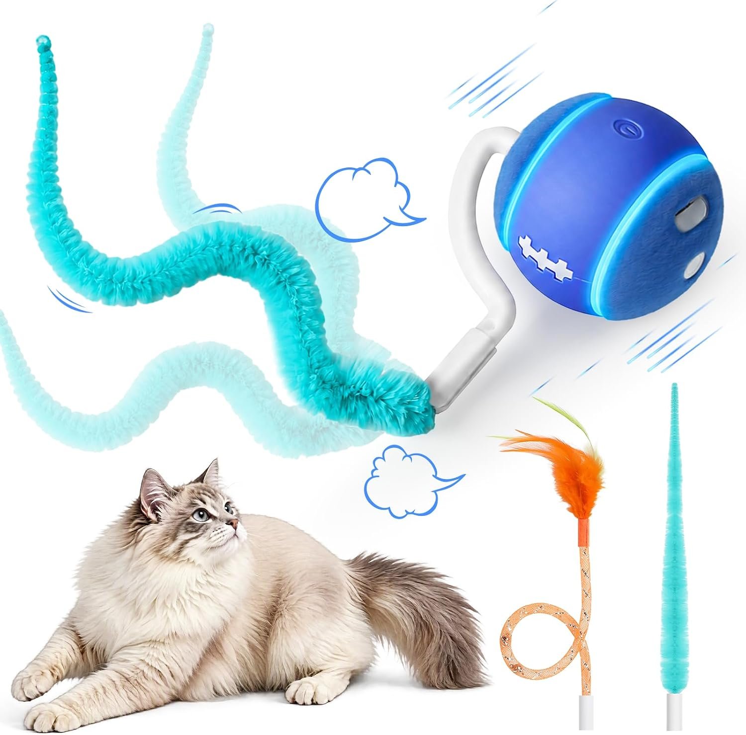 Interactive Cat Toy Ball for Indoor Cats with 3-Mode Touch Activated