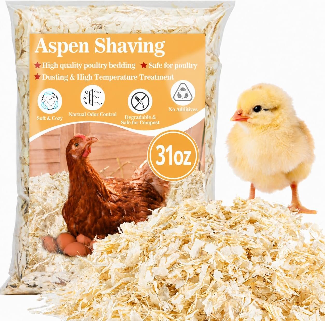 Sukh 31 OZ Chicken Coop Bedding – Aspen Shavings Small Animal Bedding