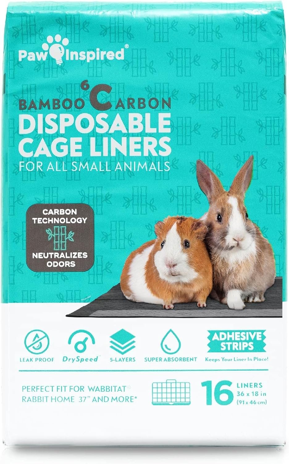 Paw Inspired Disposable Cage Liners, 36×18 Inch (Wabbitat 37), 16 ct