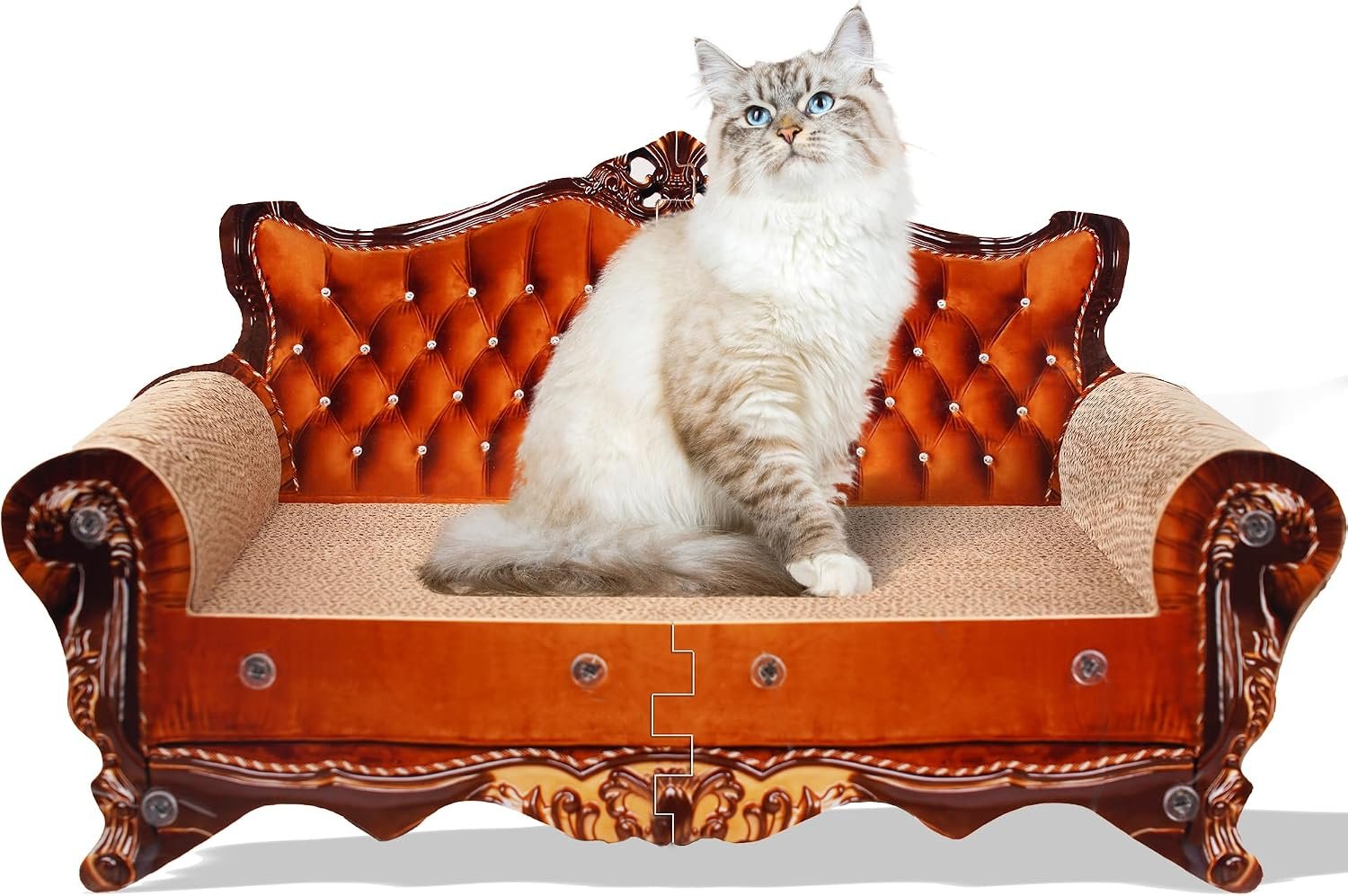 COOZMENT Sofa Shaped Scratching Couch,Thick Scratching Cardboard, Lounge Bed for Indoor Rest&Play, Sofa Scratcher Pad (21.2″ L X 12.2 “W X 11.8” H)