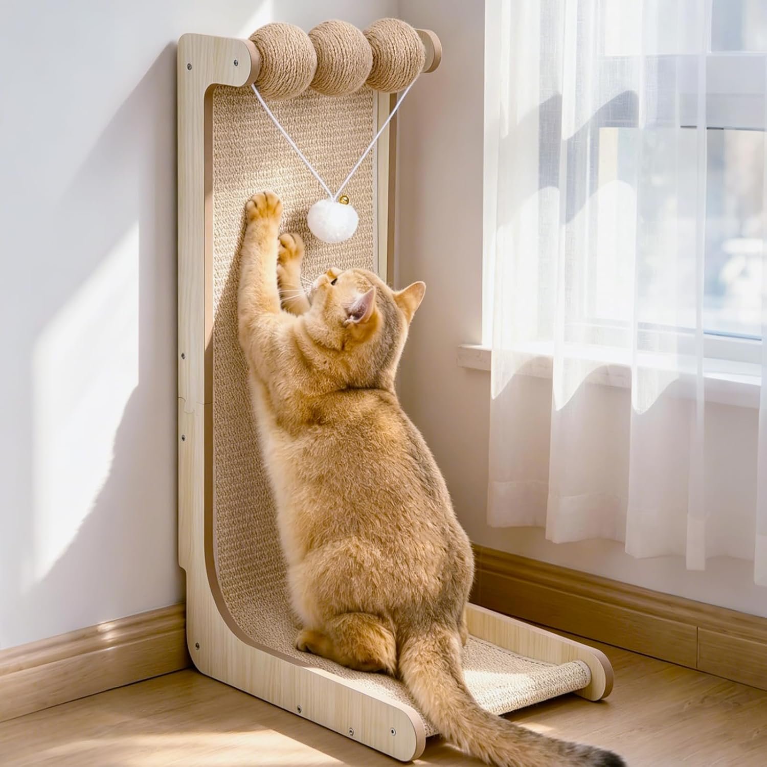 26.8 “Large Sisal Cat Scratcher with Sisal Ball and Bell Plush Toy