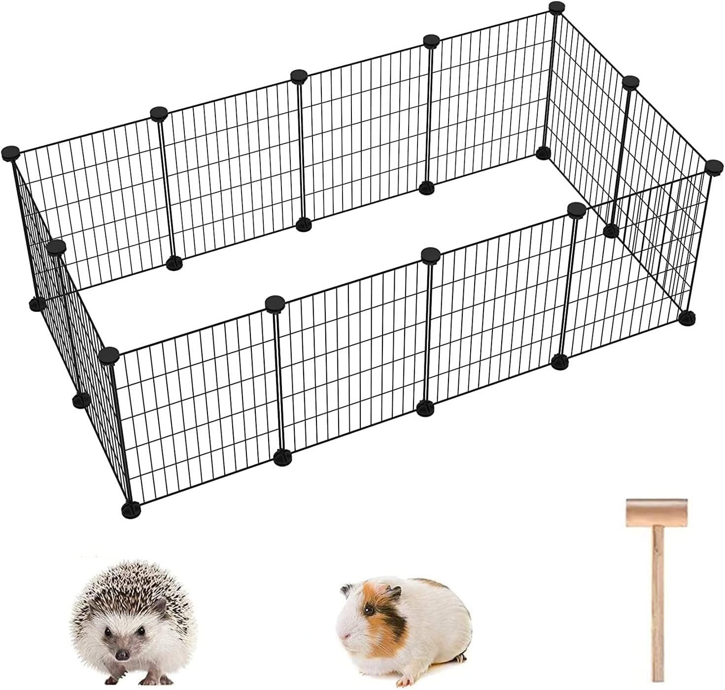 C&AHOME Pet Playpen, Small Animals Supplies, 12 Panels, 12″ × 15″ Black