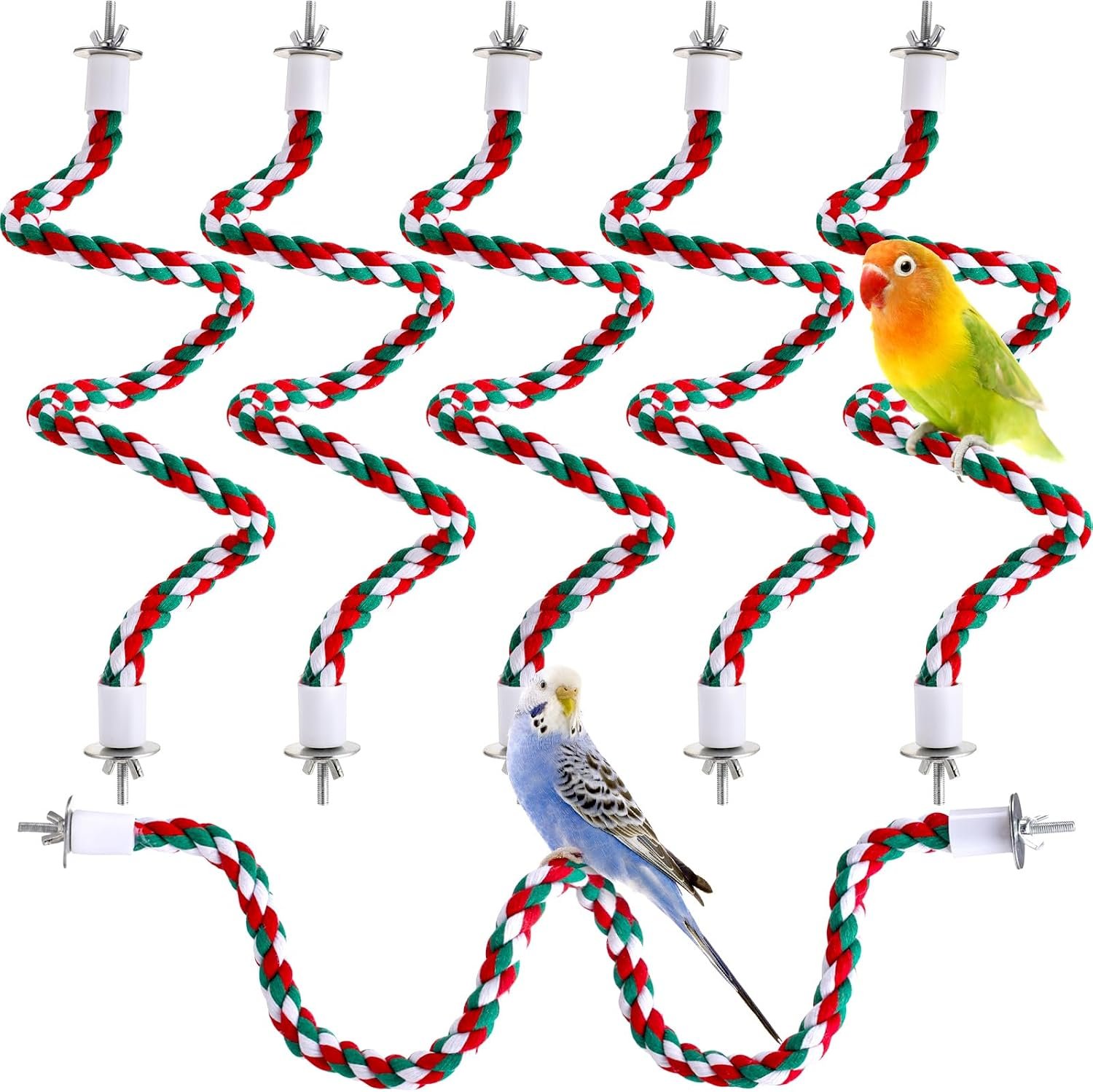 Novabright 6 Pcs Bird Rope Perches 24.5 Inch Bendable for Parakeet Cage
