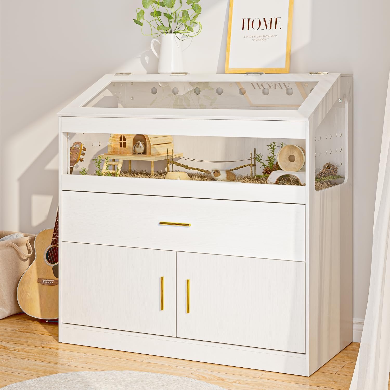 TORNIVK Guinea Pig Cage Large Hamster Cage with Storage Cabinet