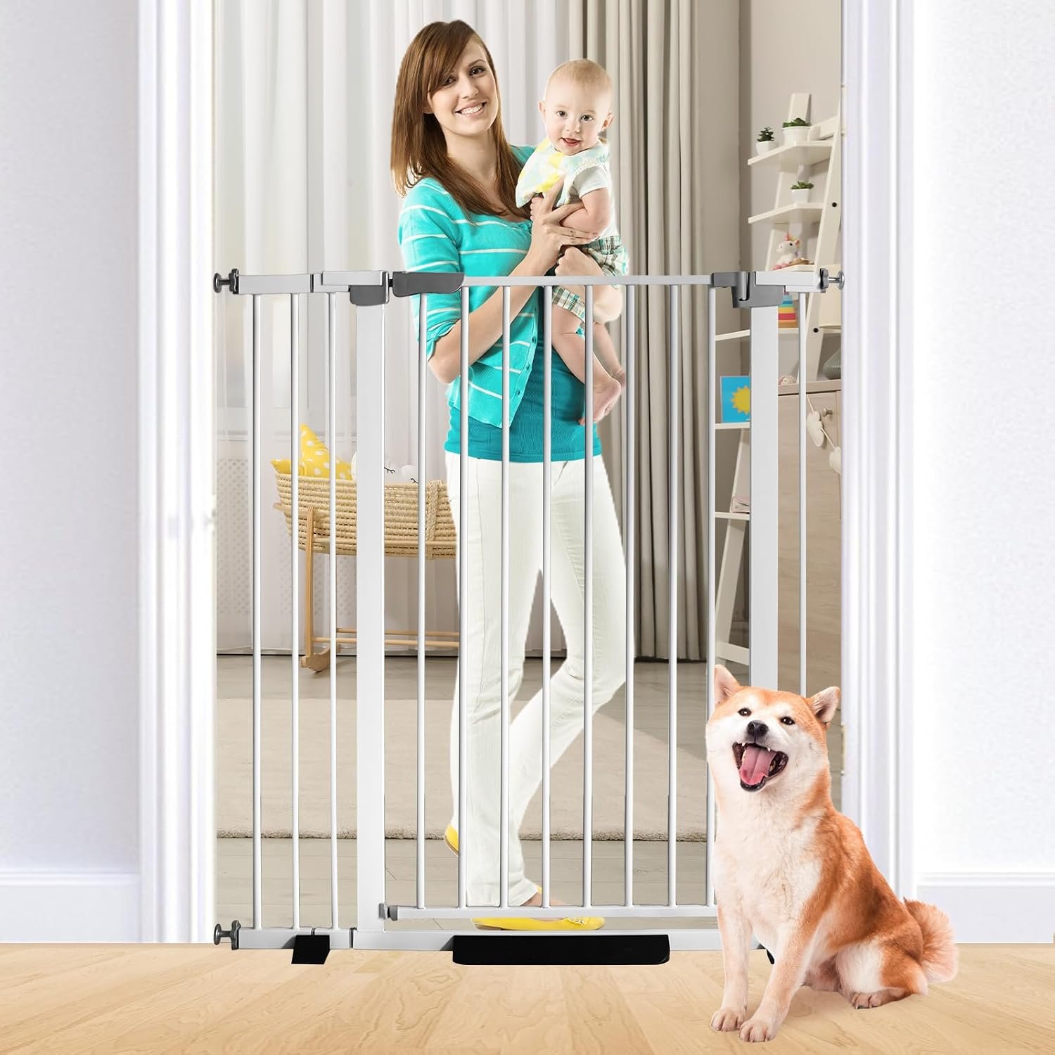 SHYUJAJIE 41 Inch Tall Baby Gate Auto Close Dog Gate