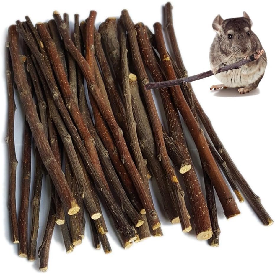 sharllen 200g (7.05oz) Natural Apple Sticks Wood Tree Branches Pet Snacks Chew Toys for Rabbit Hamsters Guinea Pig Chinchillas Squirrel and Other Small Animals