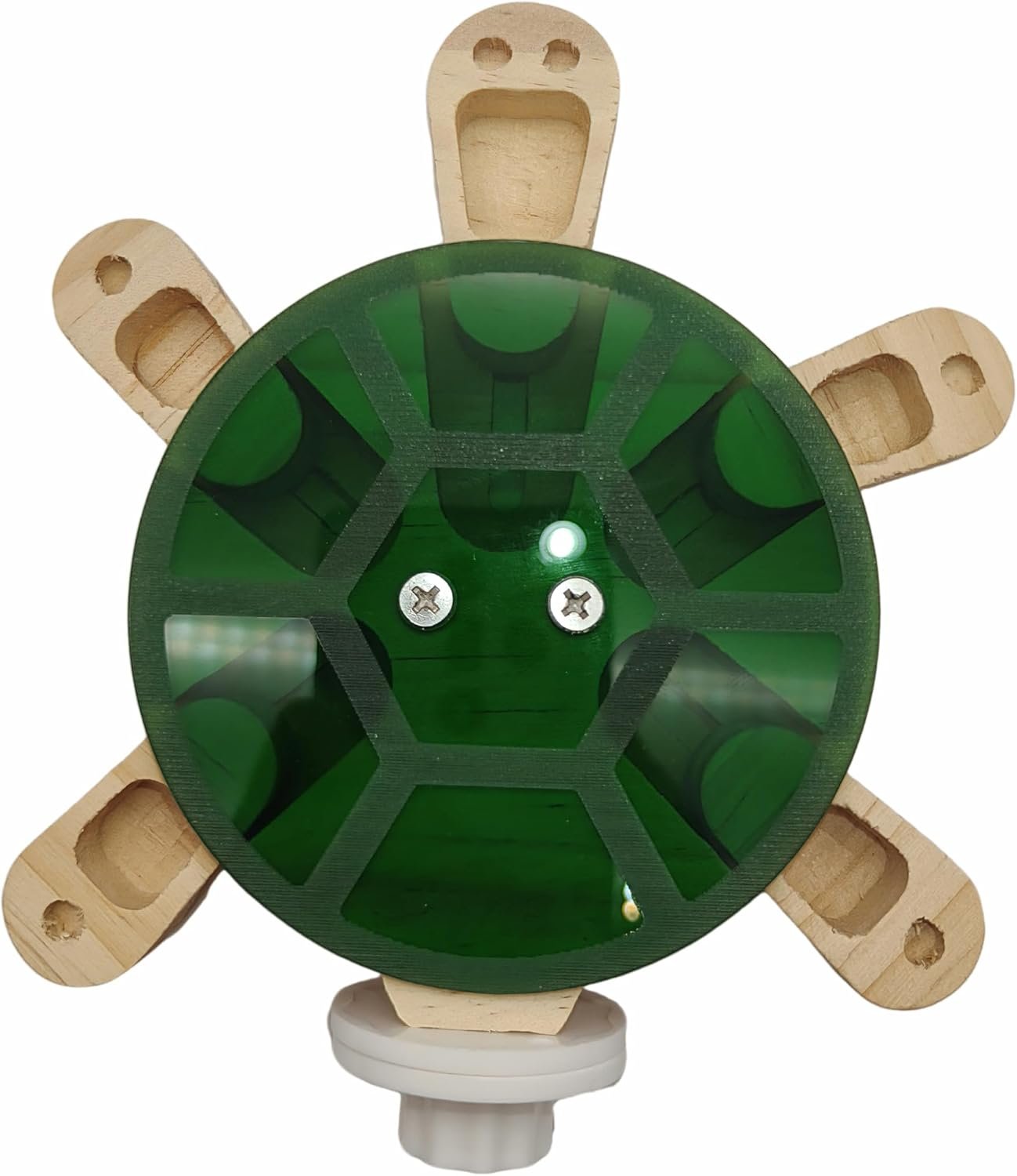 Wooden Turtle Foraging Toy, 5-Drawer Puzzle Feeder with Acrylic Cover, Interactive Food Dispenser for Parrots and Small Pets, Green and Natural, 9×5.5×2 Inches