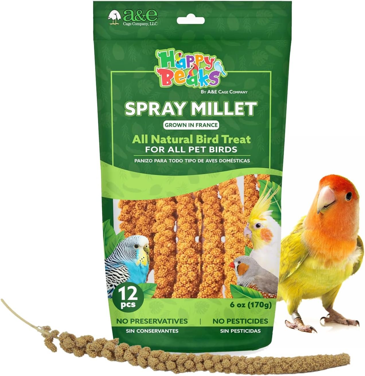 A&E Cage Co AE9054 French Spray Millet Bird Treat, 12 Sprays, 6 oz Bag