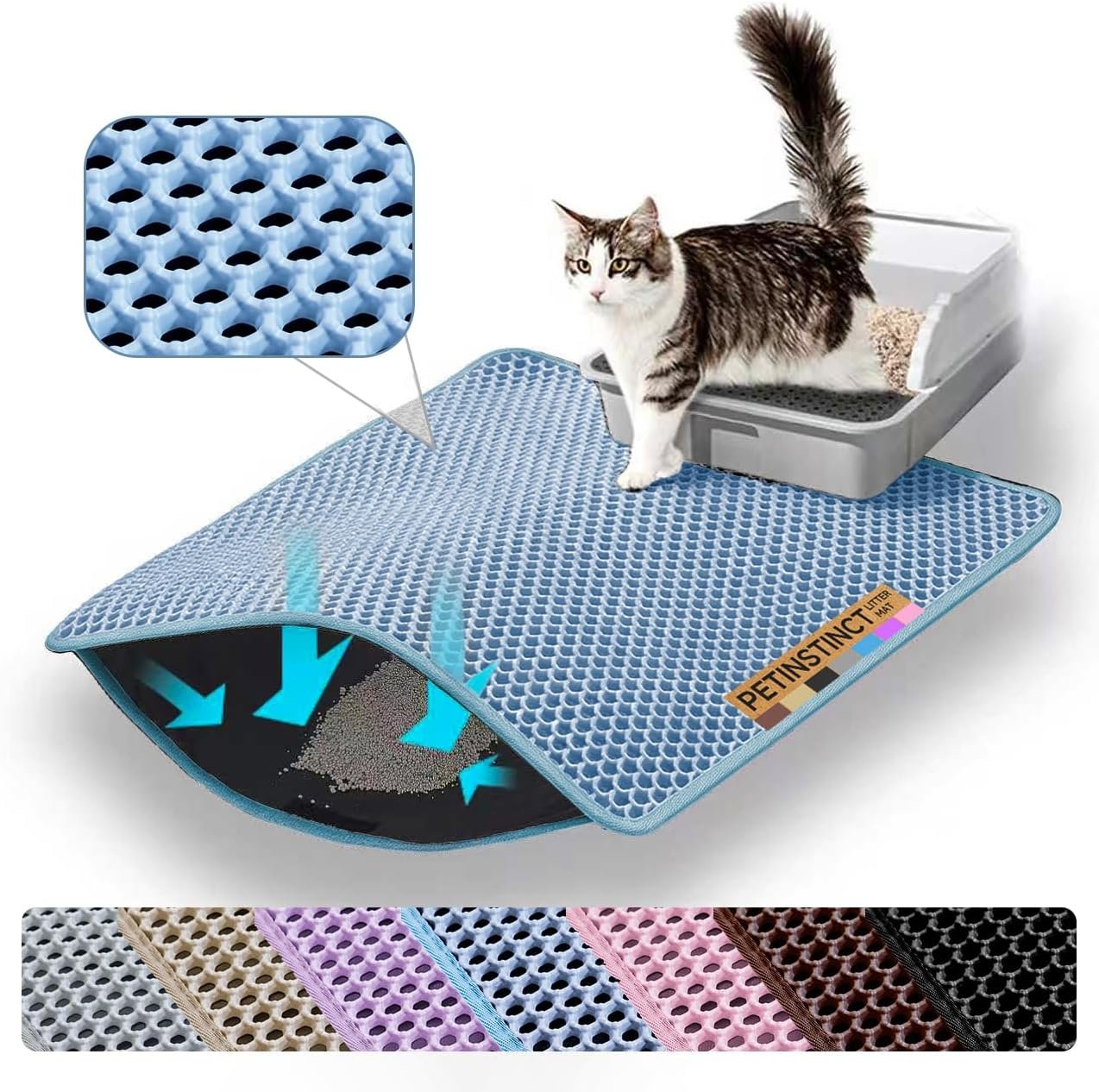Cat Litter Mat, Double Layer Honeycomb Litter Box Mat