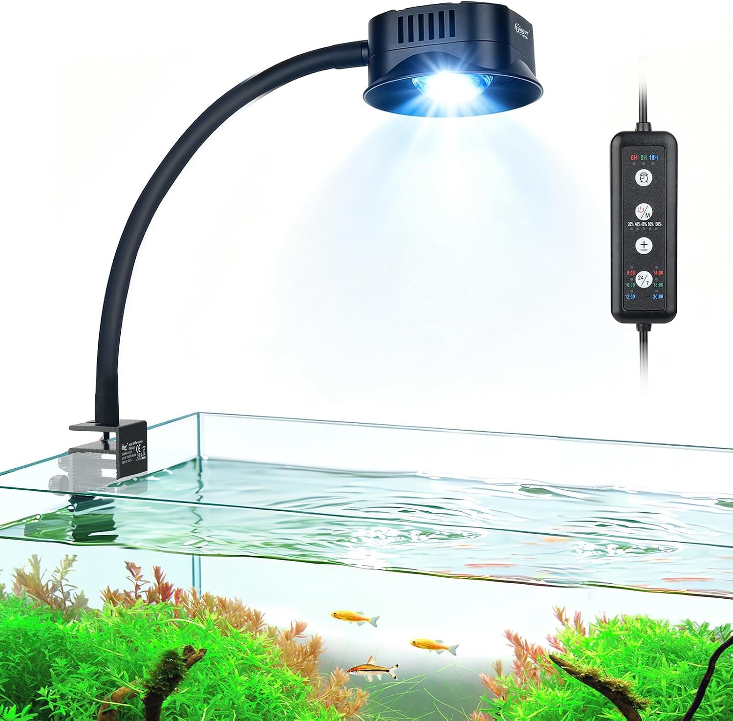 hygger Clip On LED Aquarium Light, 24/7 Cycle Fish Tank Light with Timer