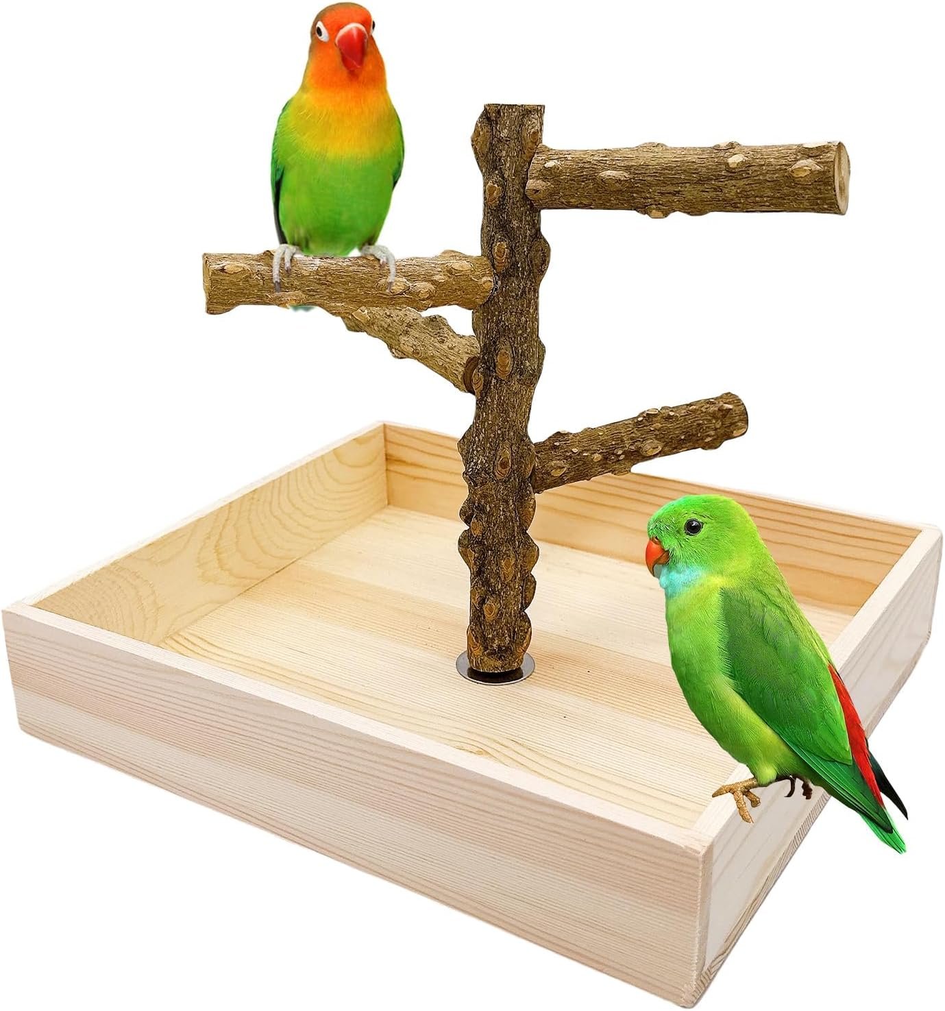 Natural Wood Bird Perch Stand Playground Parrot Toys Bird Cage Accessories