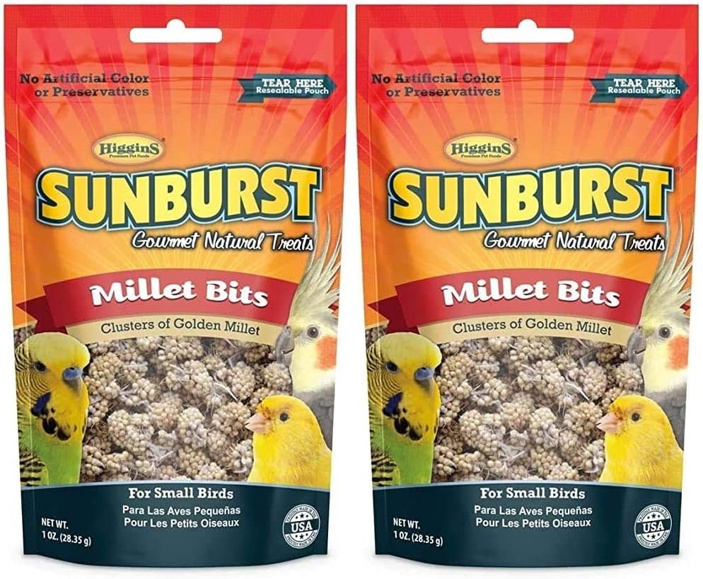 Higgins 2 Pack of Sunburst Millet Bits for Small Birds, 1 Ounce Each