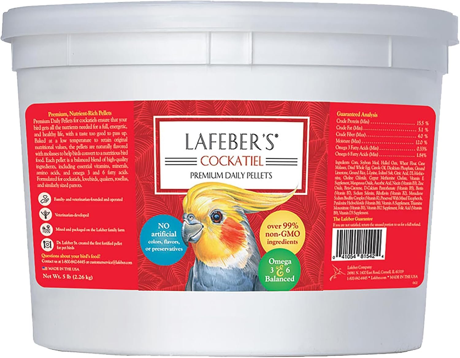 LAFEBER’S Cockatiel Pellets (5 lb, Premium Daily Pellets)