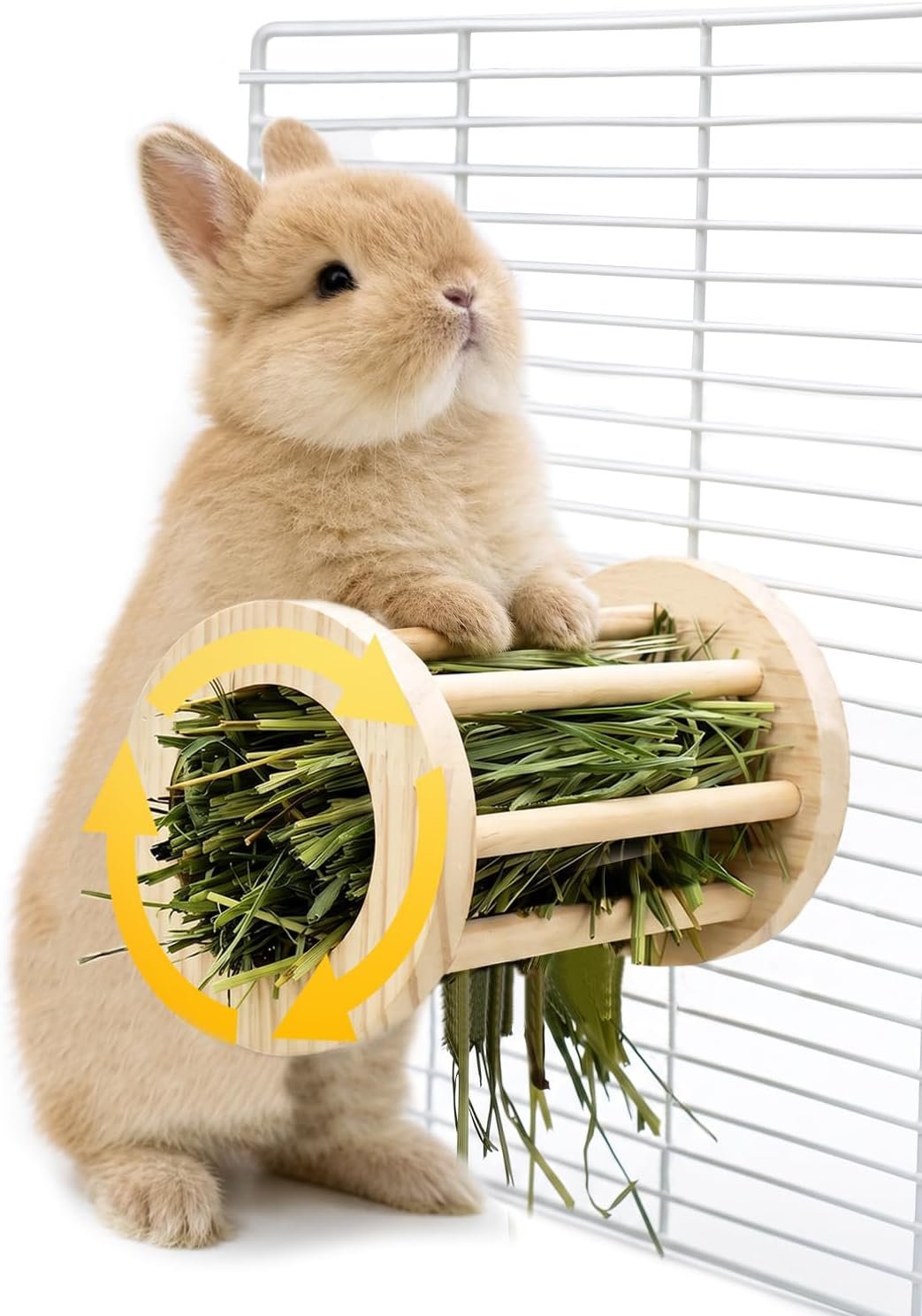 2 in 1 360° Fun Rotating Rabbit Hay Feeder No Waste for Cage