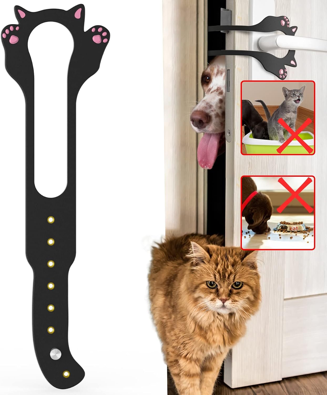 Elilier Cat Door Latch Holder, 8 Adjustable Sizes Flexible Cat Door Stopper