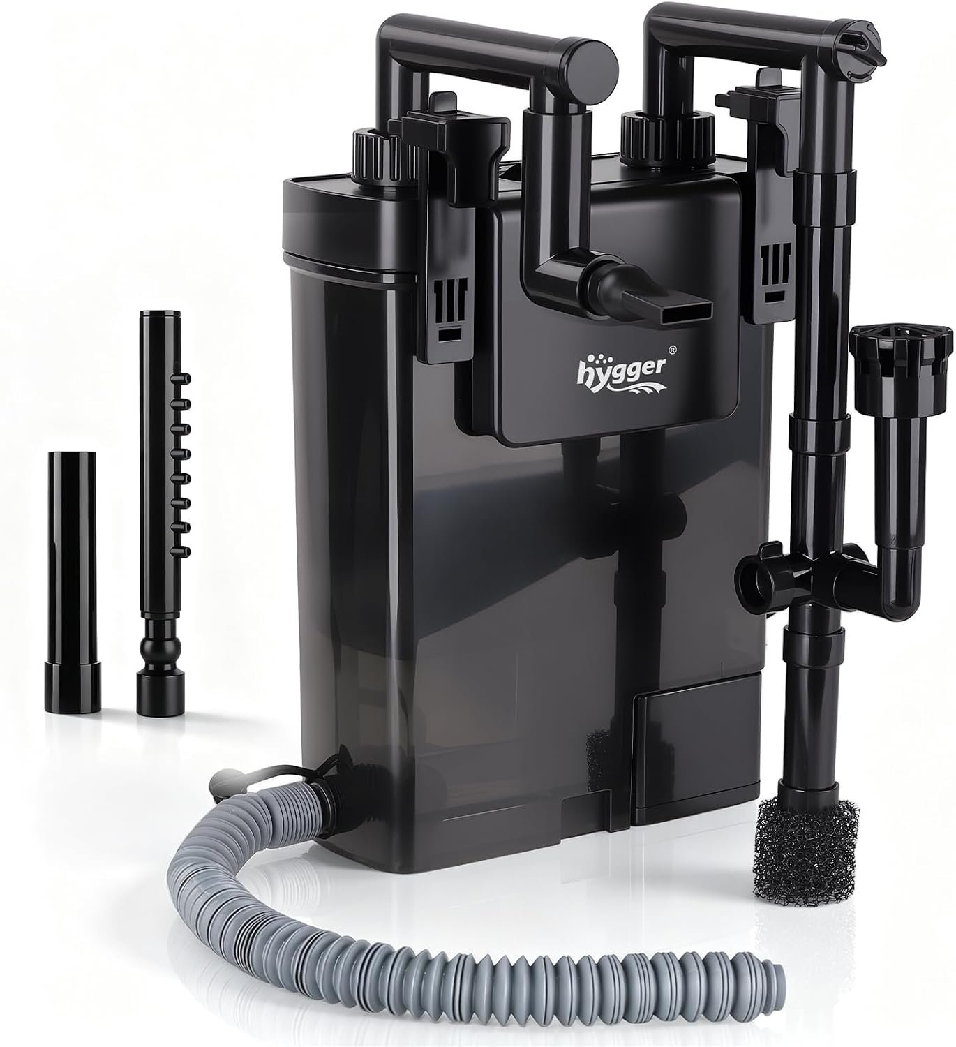 hygger Hang-On-Back Aquarium Filter with Debris Collection Chamber,Ultra Quiet Multi-Stage Filtration System Fish Tank Filter, Surface Skimmer, Adjustable Flow,Duckbill Nozzle & Rainfall Spray Bar
