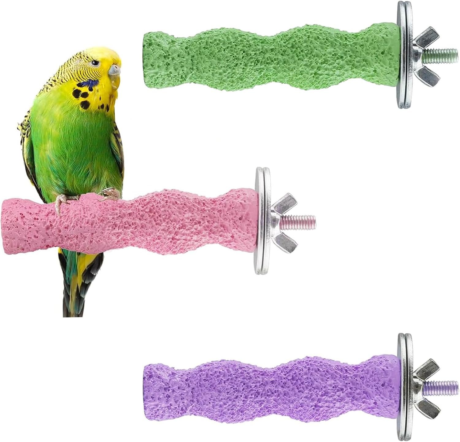 3-Pack Bird Beak Grinding Stones, 5.7-Inch Bird Perches for Cage