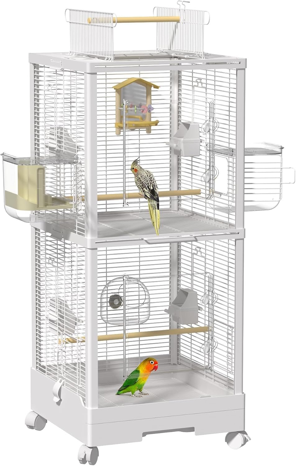 39-inch Large Double-Layer Bird Cage,Bird Flight Cage with Perch & Feeder
