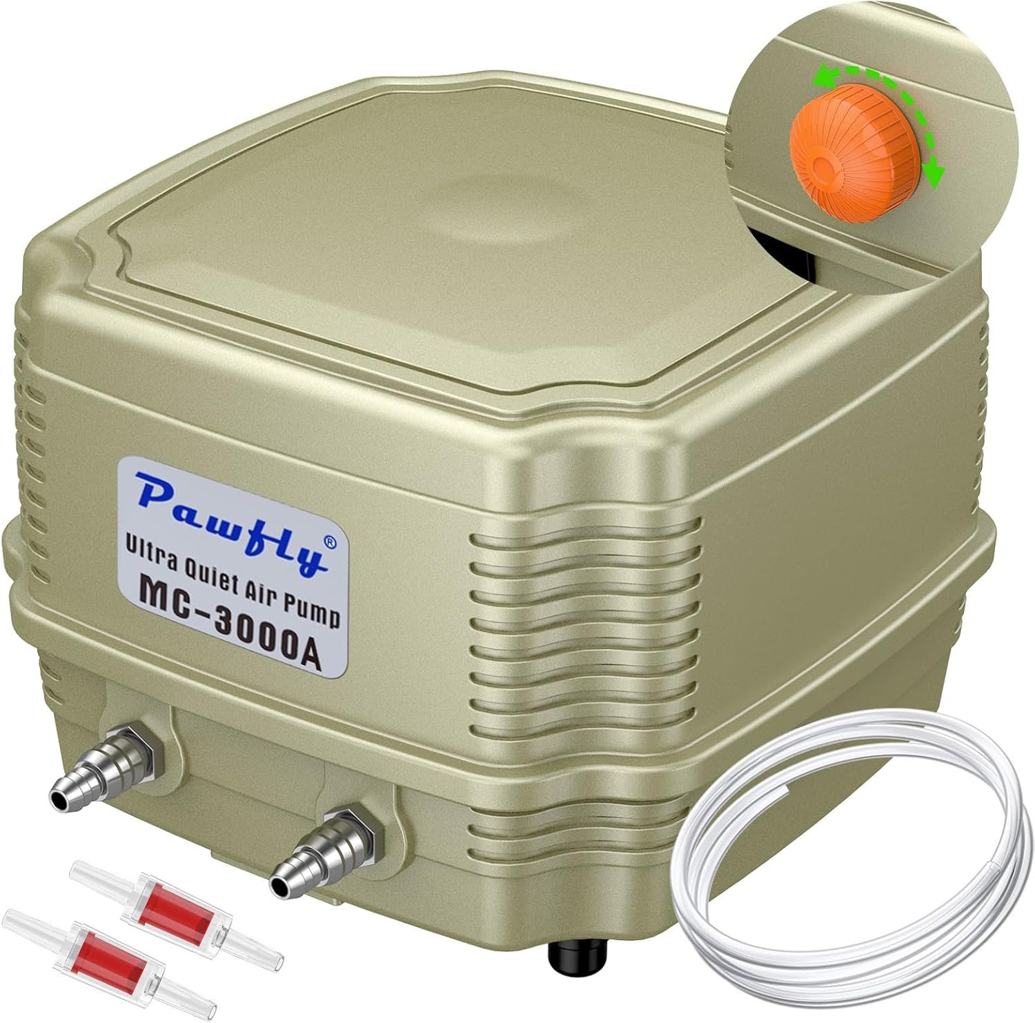 Pawfly 254 GPH Aquarium Air Pump, Quiet Adjustable Dual Outlet Oxygen Aerator with 13ft Airline Tubing & Check Valves for 300 Gallon Fish Tanks Ponds