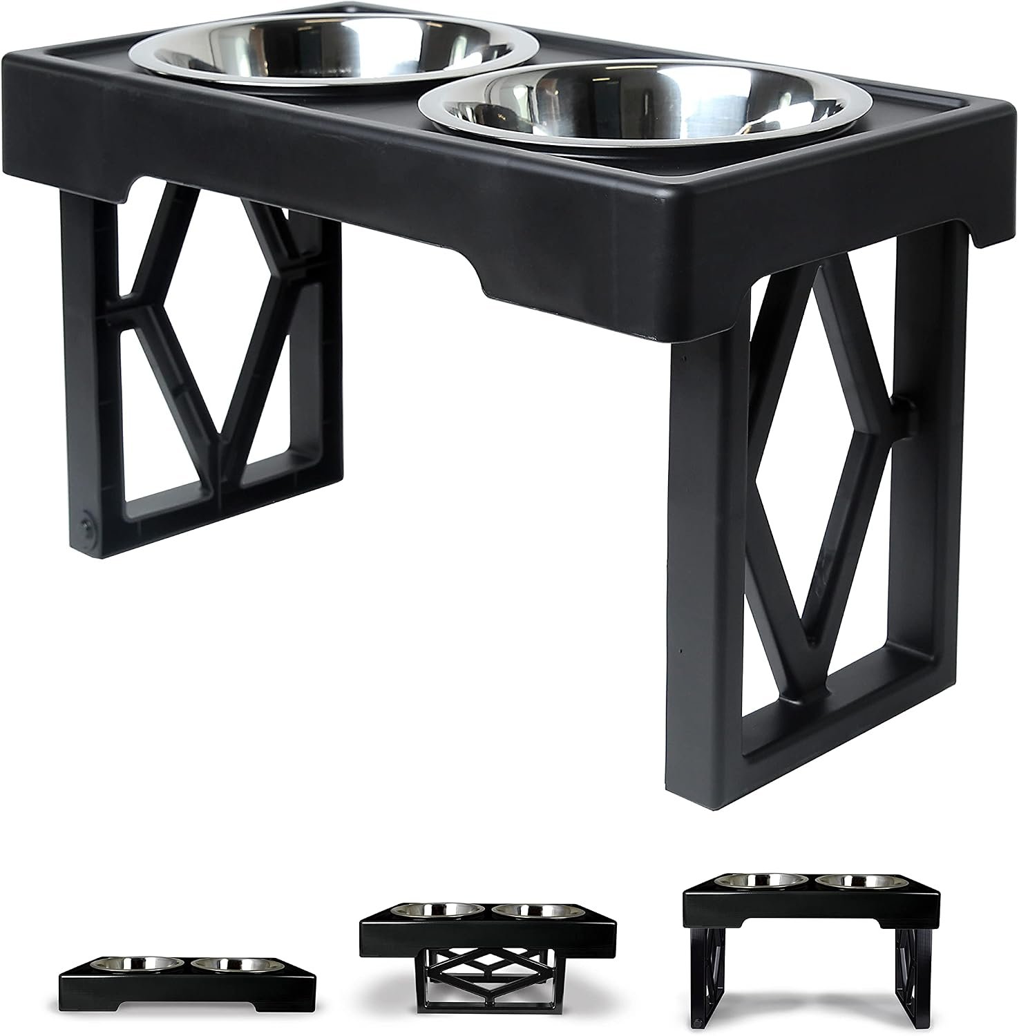 Pet Zone Designer Diner Elevated Dog Bowl Stand, 3 Adjustable Height Levels